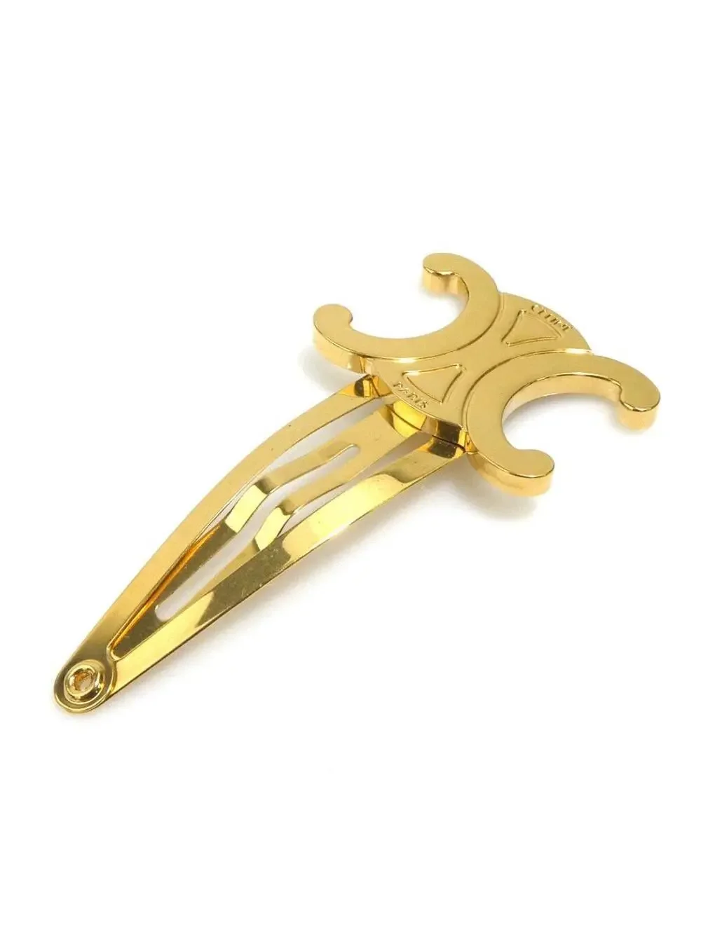 Auth Celine Triomphe Hair Clip Hairpin #308750C22B
